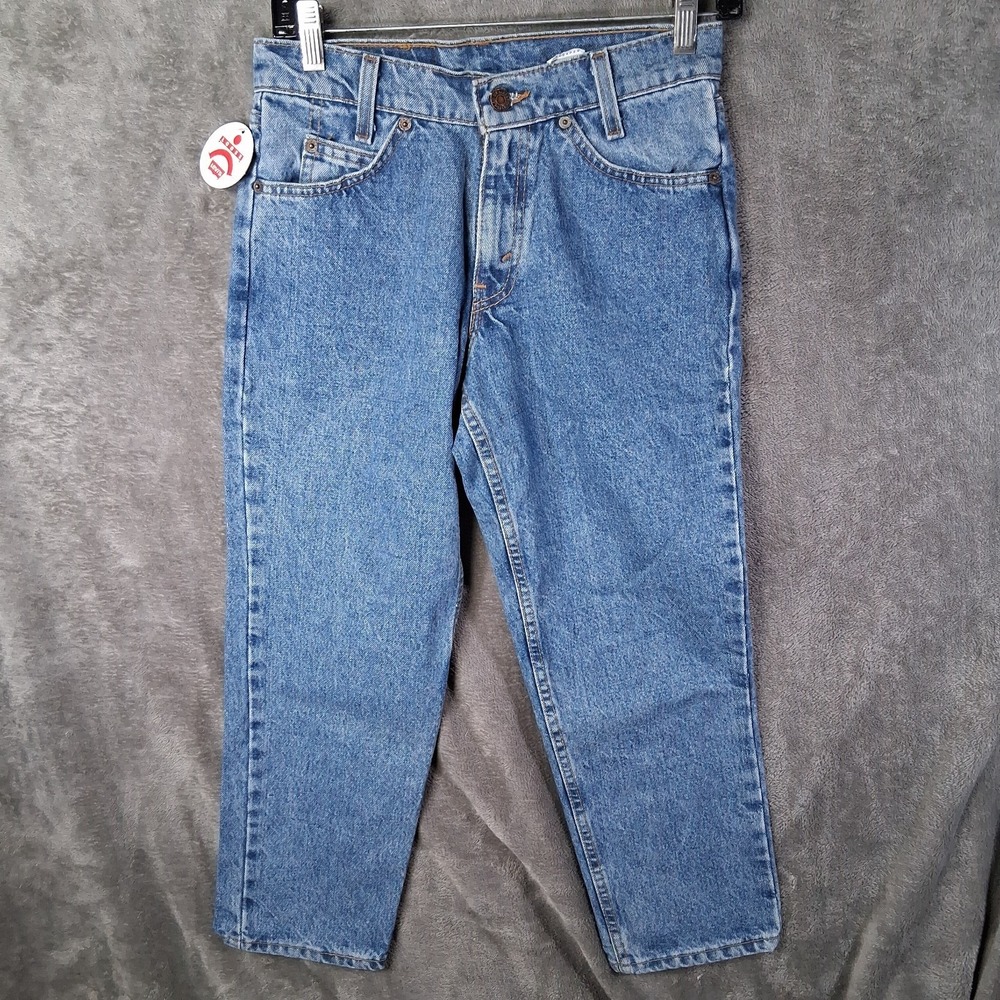 Vintage Levis 550 Relaxed Tapered Boys Husky Size 28x24 Blue New Orange Tab 1994